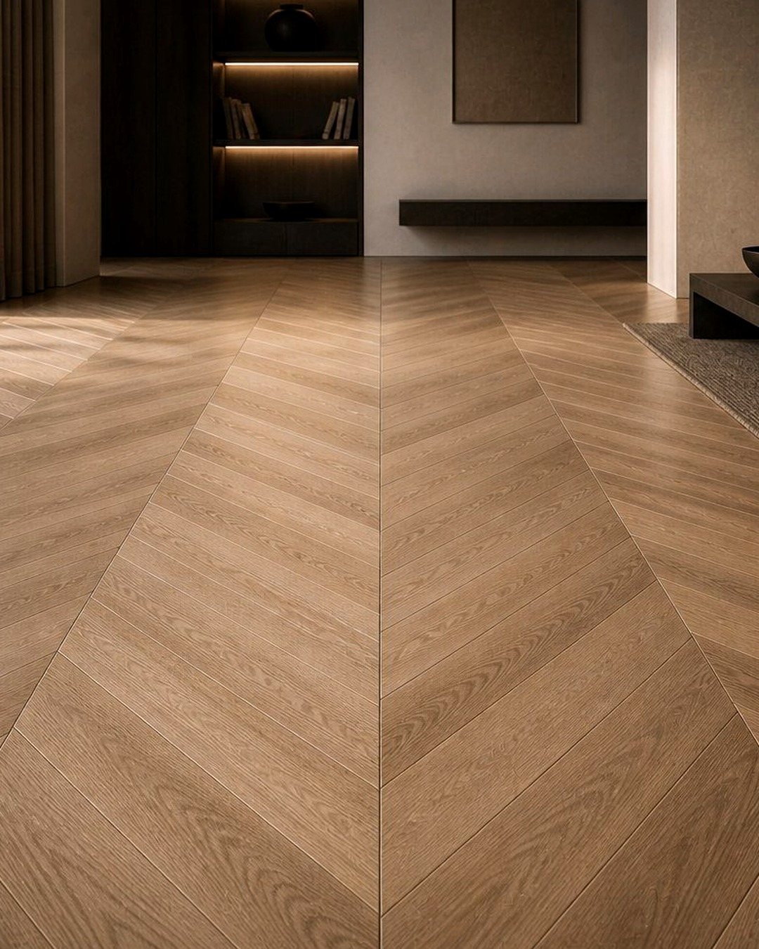 Chevron oak flooring
